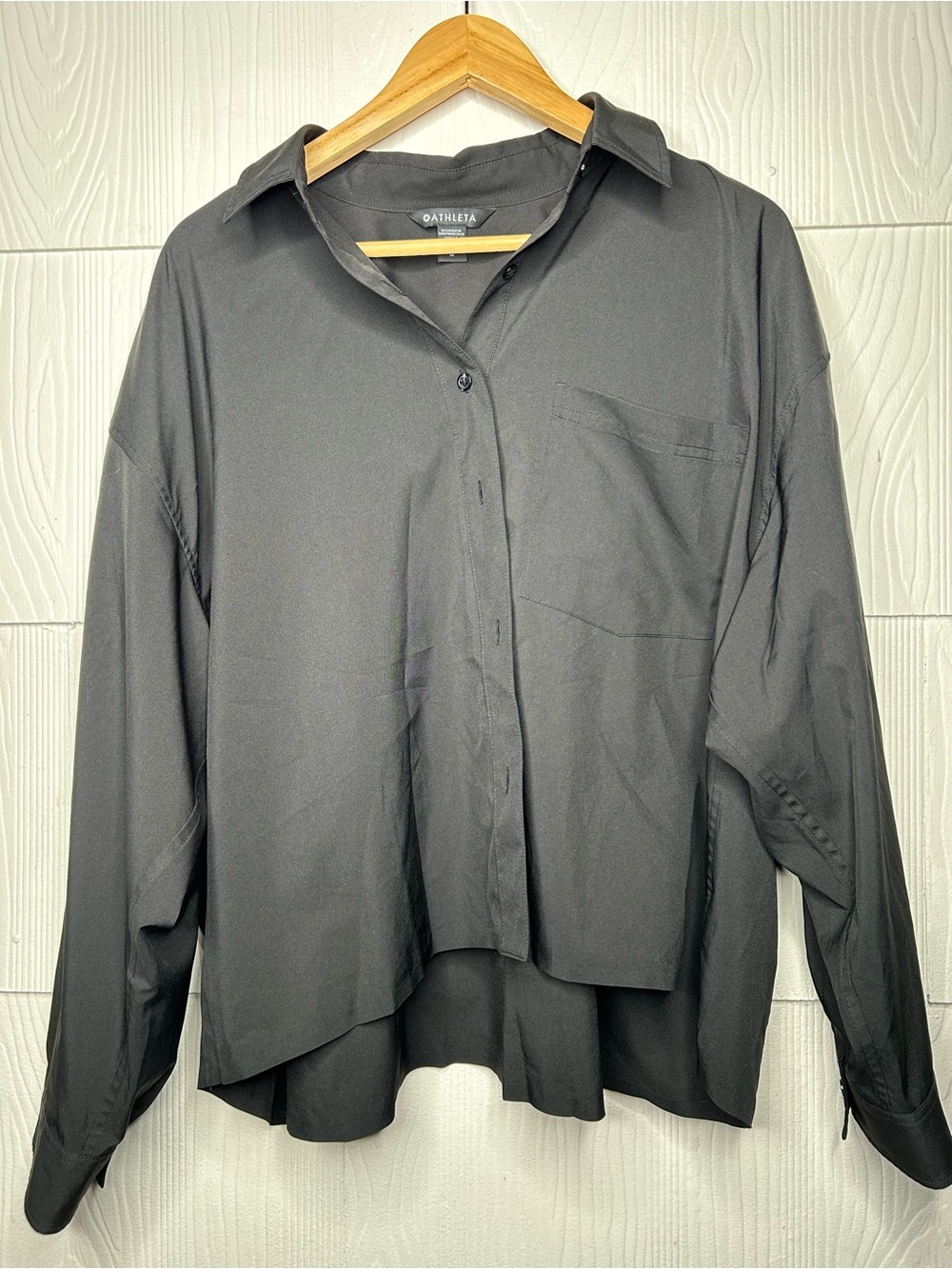 Athleta Black Collar Button-Front Top
